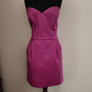 Topshop Faux Leather Pink Strapless Sweetheart Sheath Dress